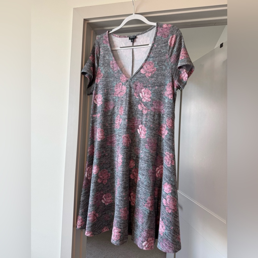 Mini Super Soft Plush Fluted Dress in Light Heather Grey